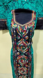 Kantha Stitch Hand Batik Salwar Suit (Green colour ) - Image 2