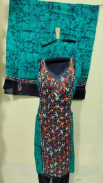 Kantha Stitch Hand Batik Salwar Suit – Premium  with Multicolor Embroidery - Image 2