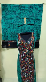Kantha Stitch Hand Batik Salwar Suit – Premium  with Multicolor Embroidery - Image 3