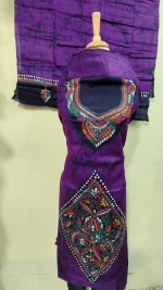 Kantha Stitch Batik Salwar Suit set (DarkOrchid)