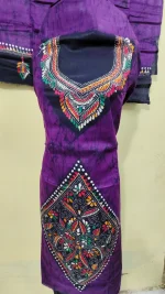 Kantha Stitch Batik Salwar Suit set (DarkOrchid) - Image 2