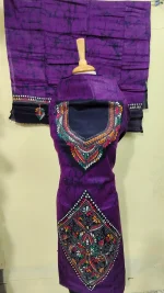 Kantha Stitch Batik Salwar Suit set (DarkOrchid) - Image 3