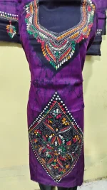 Kantha Stitch Batik Salwar Suit set (DarkOrchid) - Image 4