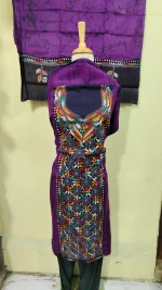 Kantha Stitch Batik Salwar Suit (DarkOrchid)