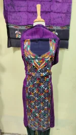 Kantha Stitch Batik Salwar Suit (DarkOrchid) - Image 2