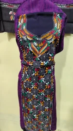 Kantha Stitch Batik Salwar Suit (DarkOrchid) - Image 3