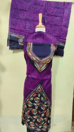 Kantha Stitch Batik Salwar Suit (Dark Orchid) - Image 2
