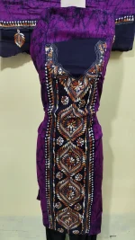 Kantha Stitch Batik Salwar Suit (DarkMagenta)