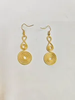 Brass Metal Spiral Drop Earrings – Handcrafted Statement Design - Image 3
