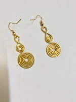 Brass Metal Spiral Drop Earrings – Handcrafted Statement Design
