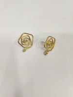 Brass Metal Spiral Earrings – Handcrafted Tap Design - Image 3