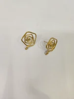 Brass Metal Spiral Earrings – Handcrafted Tap Design - Image 4