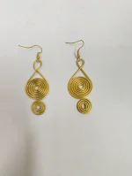 Brass Metal Spiral Drop Earrings – Handcrafted Statement Design