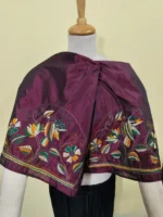 Maroon Silk Kantha Stitch Blouse Material – Handcrafted Bird & Floral Motive design - Image 4