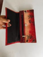 Handicraft Leather Purse Figure Motif Red Maroon - Image 5