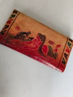 Handicraft Leather Purse Figure Motif Red Maroon - Image 4