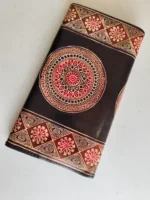 Handicraft Leather Purse flower print Black - Image 2