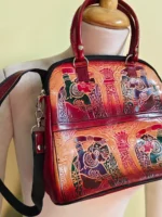 Handcrafted Leather Sling Bag with double handle - Shot Handle and Long handle adjustable - Image 2