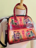 Handcrafted Leather Sling Bag with double handle - Shot Handle and Long handle adjustable - Image 4