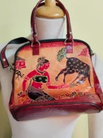 Handcrafted Leather Sling Bag with double Handle - Image 3
