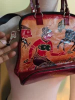 Handcrafted Leather Sling Bag with double Handle - Image 5