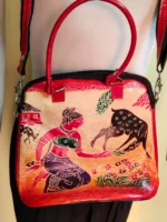 Handcrafted Leather Sling Bag with double Handle - Image 2