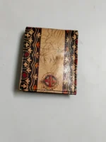 Shantiniketan Handcrafted batik print Leather Wallet - Image 4