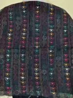 Cotton kantha stitch all over blouse piece (Black colour) - Image 3