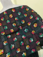 Cotton kantha stitch all over blouse piece (Black) - Image 3