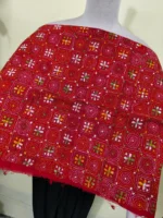 Red Kantha Stitch Blouse Material – All Over Hand Embroidery - Image 3
