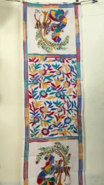 Handcrafted D Tussar Silk Kantha Stole – Multicolor Floral Embroidery on Cream Base - Image 8