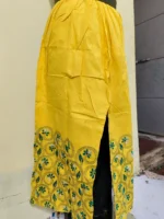 Cotton Kantha Stitch palazzo pants (Yellow)