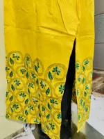 Cotton Kantha Stitch palazzo pants (Yellow) - Image 2