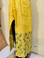 Cotton Kantha Stitch palazzo pants (Yellow) - Image 3