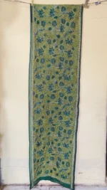 Green Silk Kantha Stole – Floral Vine Pattern - Image 2