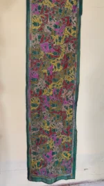 Emerald Green Silk Kantha Stitch Stole - Image 2