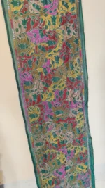 Emerald Green Silk Kantha Stitch Stole - Image 4