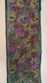Emerald Green Silk Kantha Stitch Stole