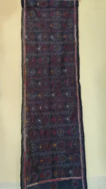 Handcrafted Blue Silk Kantha Stole Thread Multicolor