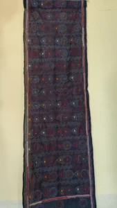 Handcrafted Blue Silk Kantha Stole Thread Multicolor
