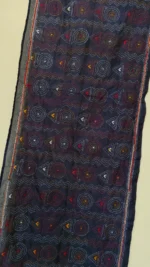 Handcrafted Blue Silk Kantha Stole Thread Multicolor - Image 4