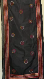 Handcrafted Black Silk Kantha Stitch Stole for Women - Image 2