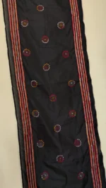Handcrafted Black Silk Kantha Stitch Stole for Women - Image 4