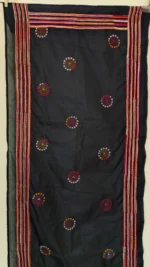 Handcrafted Black Silk Kantha Stitch Stole for Women
