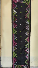 Black Silk kantha Stole With Zigzag and Paisley Embroidery - Image 2