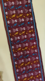 Maroon Silk Kantha Stitch Stole – Floral Embroidery - Image 4