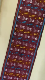Maroon Silk Kantha Stitch Stole – Floral Embroidery - Image 5