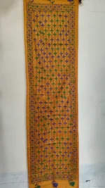 Silk Kantha Stitch Stole Mustard yellow - Image 5