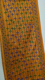 Silk Kantha Stitch Stole Mustard yellow - Image 4