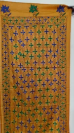 Silk Kantha Stitch Stole Mustard yellow